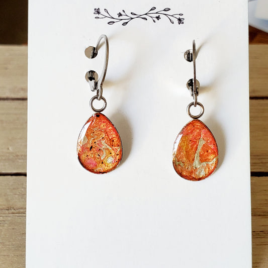 Boucles d'oreilles Gouttes orangées